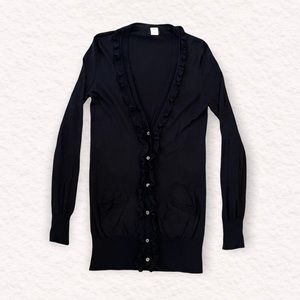 💚GUC💚 J. CREW Black Ruffle Trim Cardigan